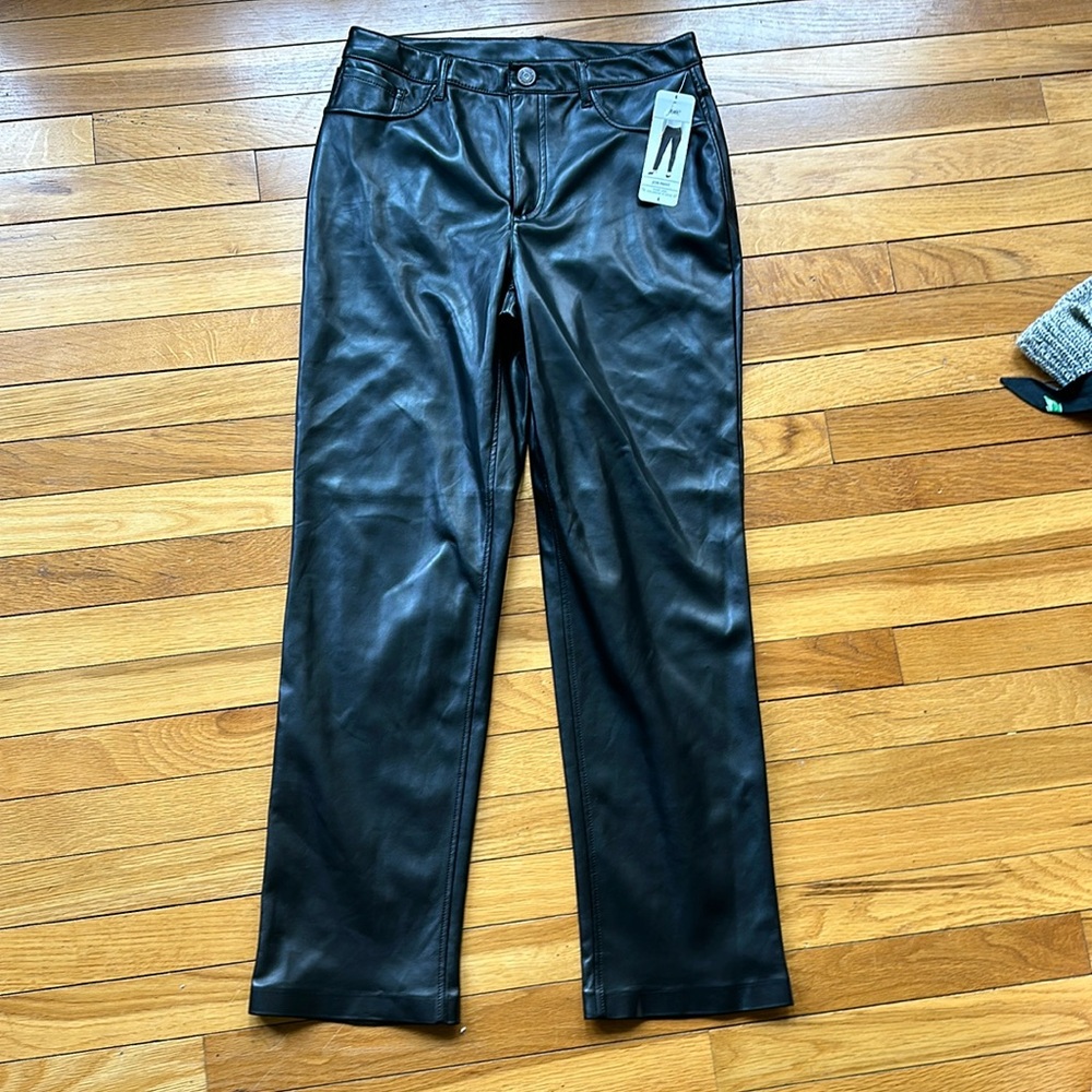 Joie Vegan Leather Straight Leg Pant size 4 NWT